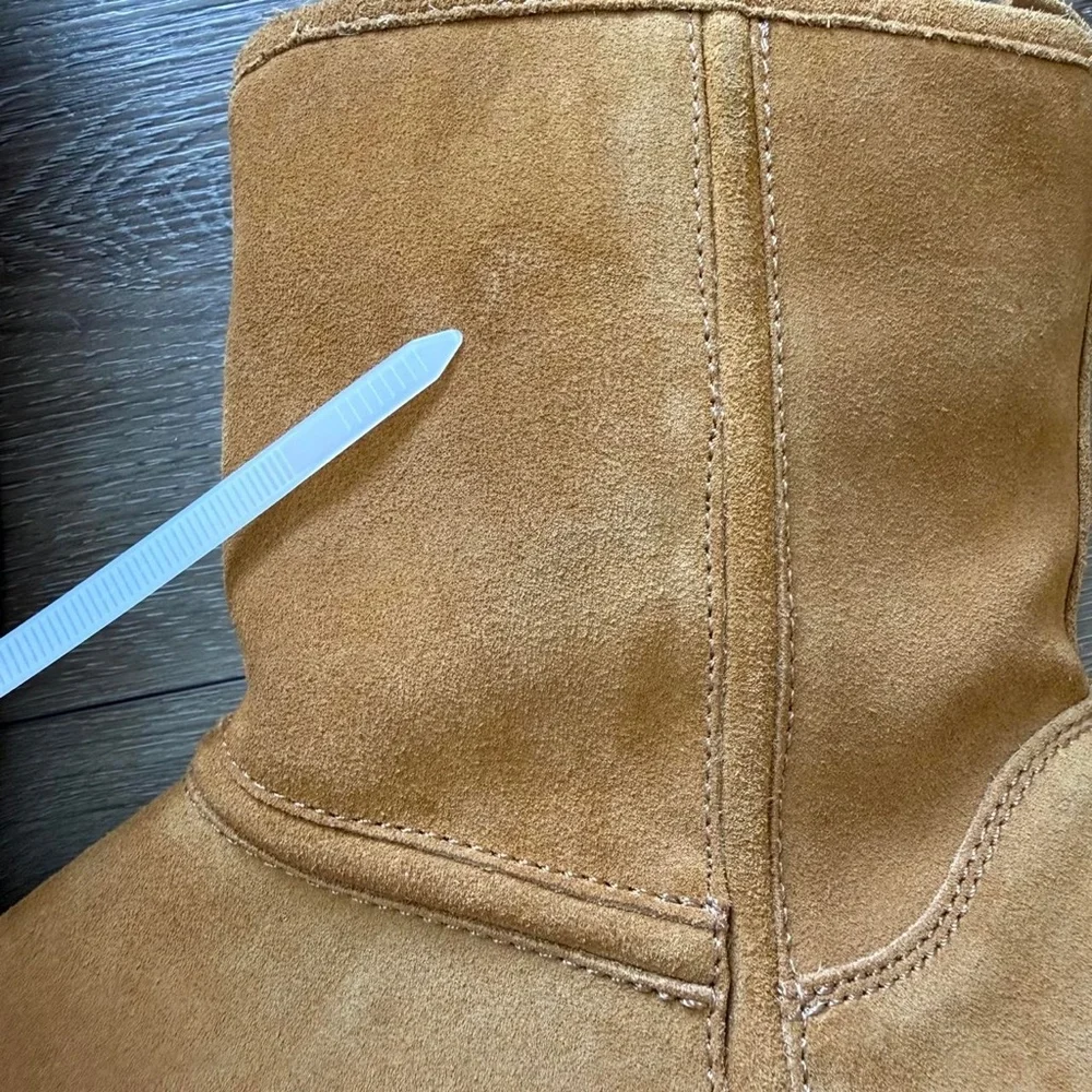 Mango Brown Genuine Suede Leather Faux Shearling Boots Size US 9